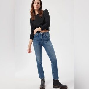 AMO High Rise Ankle Crop Jeans in DK Vintage